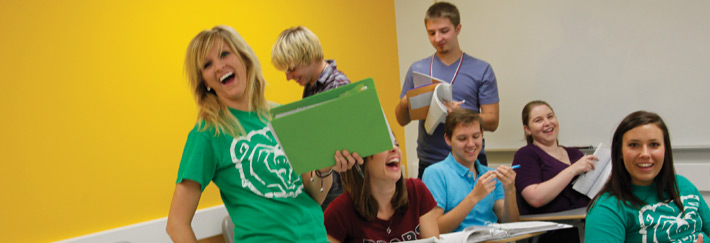 Students laugh during class